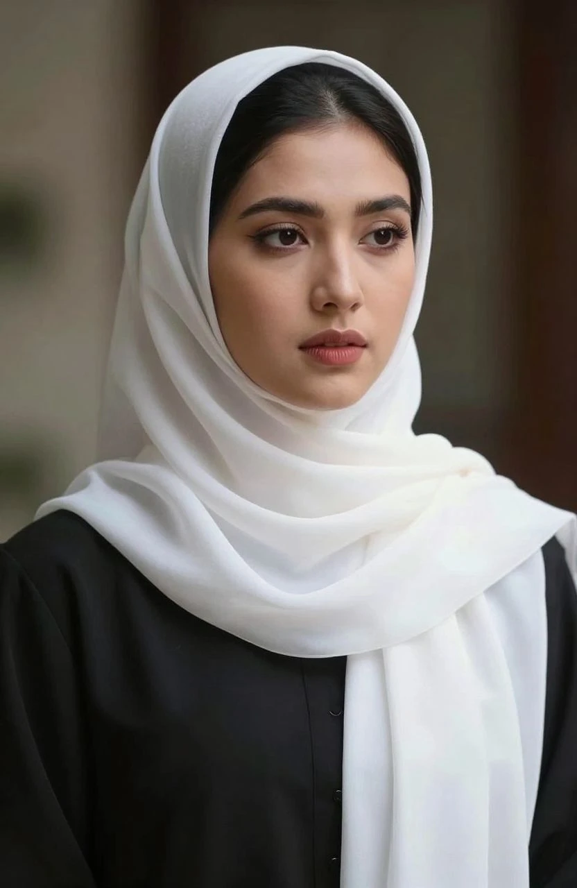 An array of black and white fabrics ideal for hijab outfits, showcasing texture and elegance.